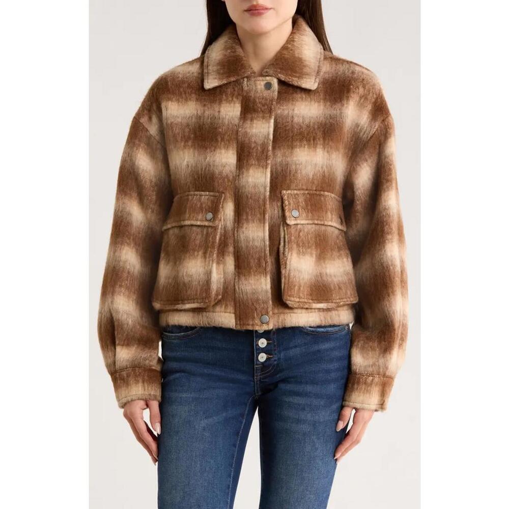 NWT! Lucky Brand Plaid Jacket Light Brown Ombre Size Medium
